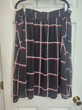 Torrid Black Plaid A-Line Skirt with Red and White Windowpane, Torrid 24 = 3X